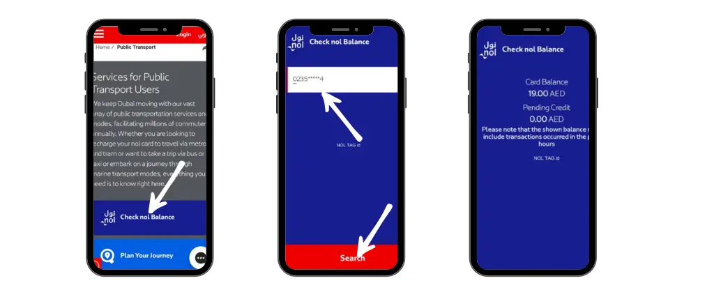 Check balance VIA RTA Nol balance app